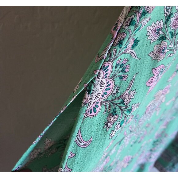 J.Jill Border Printed Flounced Hem Dress Size XL Light Garden Green Peasant Boho - Picture 7 of 12